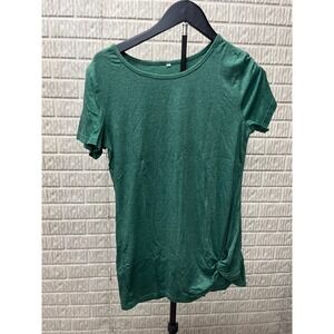 Green Knit T‎ Shirt Size S Twist Side Short Sleeve Casual Top